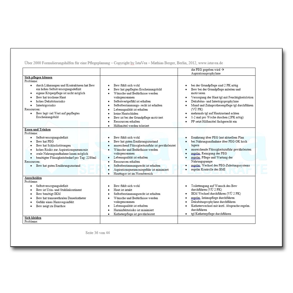 Download: Über 2000 Formulierungshilfen für eine Pflegeplanung